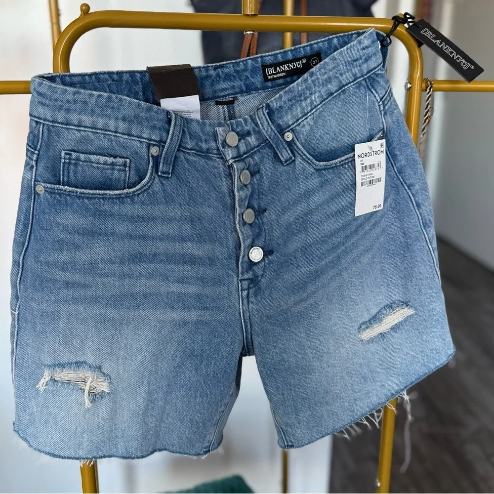 NWT Nordstrom BlankNYC the Warren Women's Denim Distressed Shorts 100% cotton